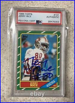 1986 Topps Football Jerry Rice 49ers Autograph Rookie Card #161 PSA/DNA RC Auto