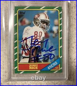 1986 Topps Football Jerry Rice 49ers Autograph Rookie Card #161 PSA/DNA RC Auto