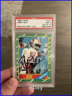 1986 Topps Jerry Rice #161 Signed Autographed Rookie Rc Auto Psa Dna 7 /10