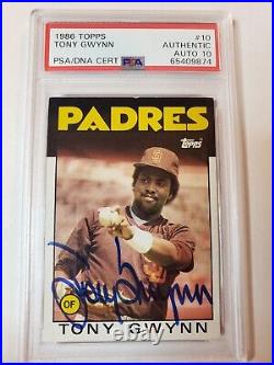 1986 Topps Tony Gwynn Autograph #10 PSA/DNA 10 Certified AUTO San Diego Padres