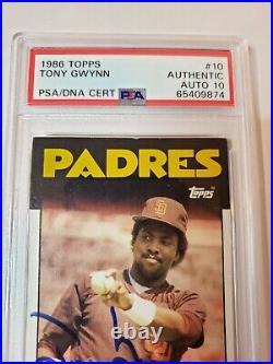 1986 Topps Tony Gwynn Autograph #10 PSA/DNA 10 Certified AUTO San Diego Padres