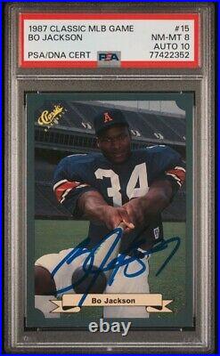 1987 Classic BO JACKSON Signed Baseball Card PSA 8 PSA/DNA Auto Grade 10