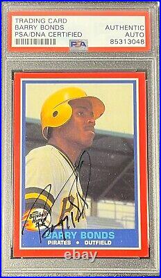 1987 Fleer Hottest Stars Barry Bonds Psa/dna Authentic Autograph Pirates