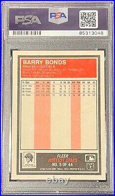 1987 Fleer Hottest Stars Barry Bonds Psa/dna Authentic Autograph Pirates