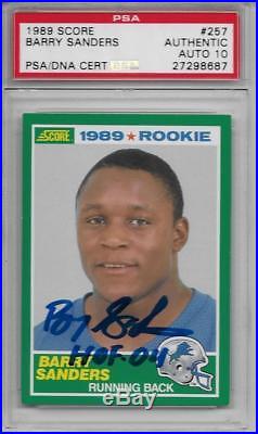 1989 Barry Sanders Score Auto RC #257. PSA/DNA Authenticated with10 auto