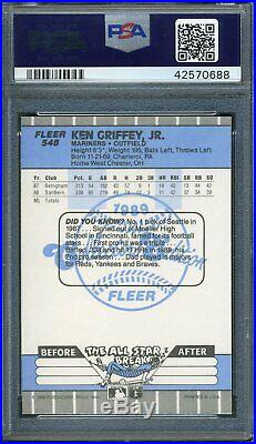 1989 Fleer Glossy Ken Griffey Jr RC PSA/DNA 10 AUTO #548 PSA 10 GEM MINT (POP 1)