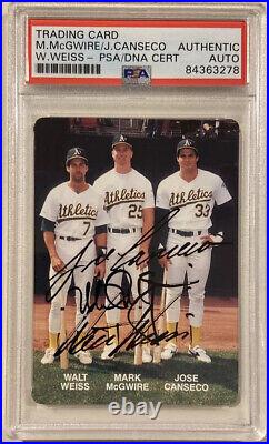 1989 Mother's Cookies MARK MCGWIRE JOSE CANSECO WEI Signed Baseball Card PSA/DNA
