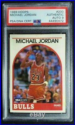 1989 NBA Hoops Michael Jordan Signed Card Autograph PSA/DNA 9 Mint Auto Bulls