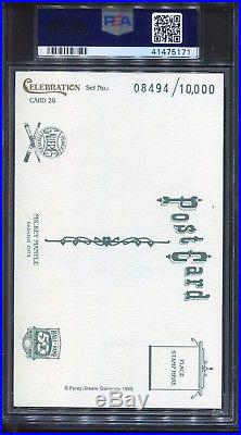 1989 Perez Steele MICKEY MANTLE Signed Autograph Card PSA DNA 10 Celebration