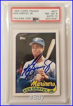 1989 Topps Traded Ken Griffey Jr Signed Rookie Autographed RC PSA DNA 8 Auto 10