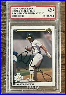 1990 Upper Deck Rickey Henderson #334 Baseball Card HOF Autograph PSA / DNA