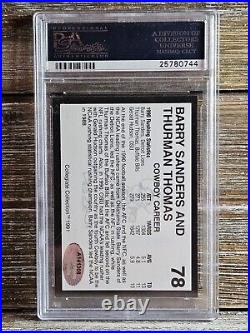 1991 Oklahoma State Barry Sanders Thurman Thomas Autograph PSA/DNA 8.5 AUTO 10