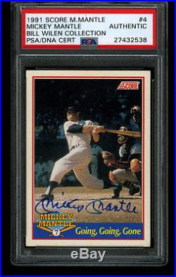 1991 Score MICKEY MANTLE Yankees HOF #4 Autograph Auto #1656/2500 PSA DNA