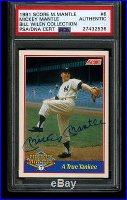 1991 Score MICKEY MANTLE Yankees HOF #6 Autograph Auto #531/2500 PSA DNA