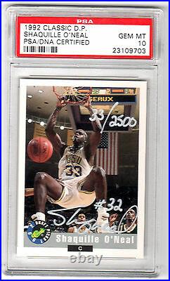 1992 Classic Draft Pick Shaquille O'neal Auto Rc Psa 10 Hof Jrsy Number #33 1/1
