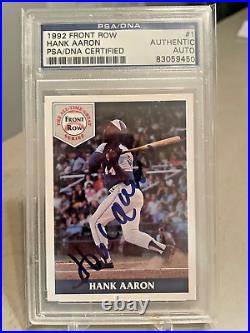 1992 Front Row All-Time Great #1 HOF Hank Aaron Auto Braves PSA/DNA Signed HOF