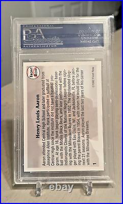 1992 Front Row All-Time Great #1 HOF Hank Aaron Auto Braves PSA/DNA Signed HOF