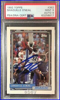 1992 Topps #362 Shaquille O'Neal HOF Rookie Card RC Auto PSA 9 DNA 9 Mint