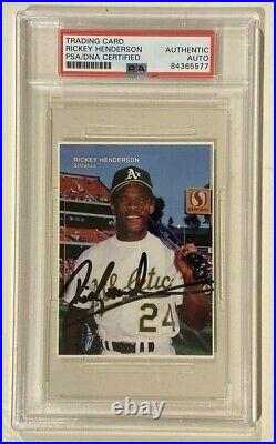 1993 Mother's Cookies RICKEY HENDERSON Signed Promo Baseball Card #6 PSA/DNA A's