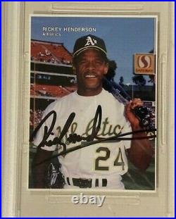 1993 Mother's Cookies RICKEY HENDERSON Signed Promo Baseball Card #6 PSA/DNA A's