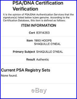 1993 Shaq Auto Shaquille O'Neal Autograph Authentic PSA /DNA /993 INSERT HOF
