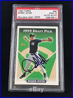 1993 Topps #98 Derek Jeter Yankees Rookie Card Rc Vintage Signed Psa/dna Mint 9