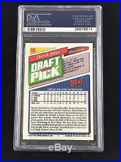 1993 Topps #98 Derek Jeter Yankees Rookie Card Rc Vintage Signed Psa/dna Mint 9