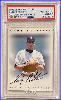 1996 Leaf Signature ANDY PETTITTE Rookie Autograph Signed Baseball Card PSA/DNA