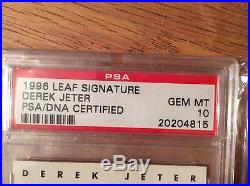 1996 Leaf Signature Derek Jeter Psa/dna Certified Gem Mint Psa10 Bronze