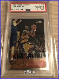 1996 Topps Chrome #138 Kobe Bryant Rookie Card RC Autograph Signed PSA/DNA 8