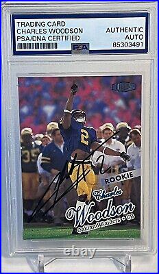 1998 Ultra Charles Woodson ROOKIE Michigan Raiders Autograph Signed Card PSA DNA