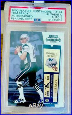 2000 Playoff Contenders Tom Brady ROOKIE RC PSA/DNA 9 AUTO #144 PSA Auth