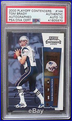 2000 Playoff Contenders Tom Brady Rookie Rc Psa/dna 10 Auto #144 Psa Auth