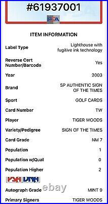 2003 SP Authentic Sign Of The Times SOTT Tiger Woods Auto PSA 9 Mint