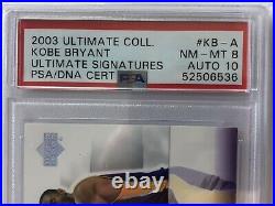 2003 Ultimate Collection Signatures Kobe Bryant #KB-A PSA 8 Auto 10
