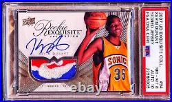 2007-08 UD Exquisite Kevin Durant RC /99 NBA LOGOMAN Patch PSA 8 PSA/DNA 10 AUTO