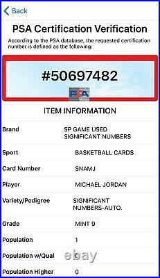 2007-08 UD SP Game Used MICHAEL JORDAN Jersey #23/23 Game Worn Patch Auto PSA 9