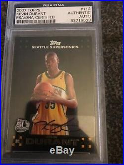 2007 Topps #2 Kevin Durant RC Auto Autograph PSA/DNA Certified rookie #112