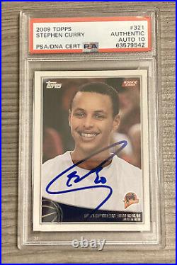2009 Topps Stephen Curry ROOKIE RC #321 Autographed Steph Card PSA DNA 10 AUTO