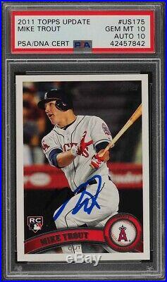 2011 Topps Update Mike Trout ROOKIE RC PSA/DNA 10 AUTO #US175 PSA 10 GEM PMJS