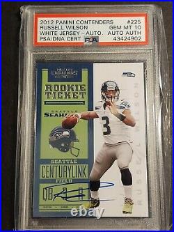 2012 Contenders Russell Wilson RC/AU/SSP White Jersey, PSA/DNA 10/Auth GEM MINT