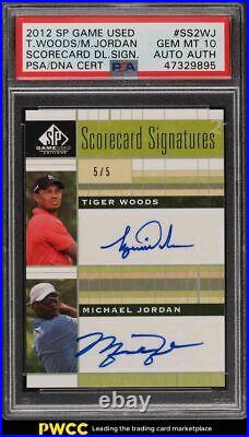 2012 SP Game Used Scorecard Tiger Woods Michael Jordan PSA/DNA AUTO PSA 10