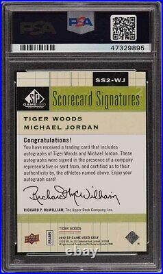 2012 SP Game Used Scorecard Tiger Woods Michael Jordan PSA/DNA AUTO PSA 10