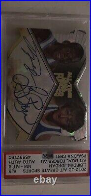 2012 UD All Time Greats Michael Jordan Larry Bird Dual Auto Autograph 6/10 PSA 8