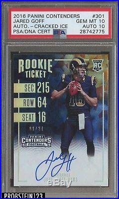 2016 Contenders Cracked Ice Rookie Ticket Jared Goff RC AUTO /24 PSA/DNA PSA 10