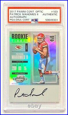 2017 Contenders Optic PATRICK MAHOMES #103 Rookie Ticket Auto PSA/DNA Authentic