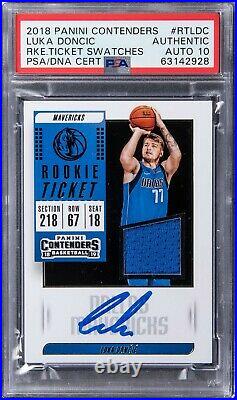 2018 Panini Contenders Luka Doncic Rookie Patch Auto Rpa Psa Authentic Auto 10