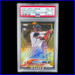 2018 Topps Chrome Ronald Acuna Jr Gold Wave Refractor Rookie Auto /50 PSA 10