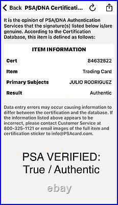 2019 Bowman Chrome PSA/DNA certified auto #BDC-60 Julio Rodriguez PSA auth