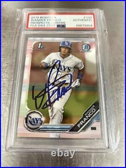 2019 Wander Franco Hand Signed 1st Bowman Auto Chrome. PSA/DNA Certified